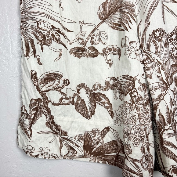 COS Women’s Size 8 Cream & Brown Botanical Print Pull-On Longline Linen Shorts - Picture 9 of 15